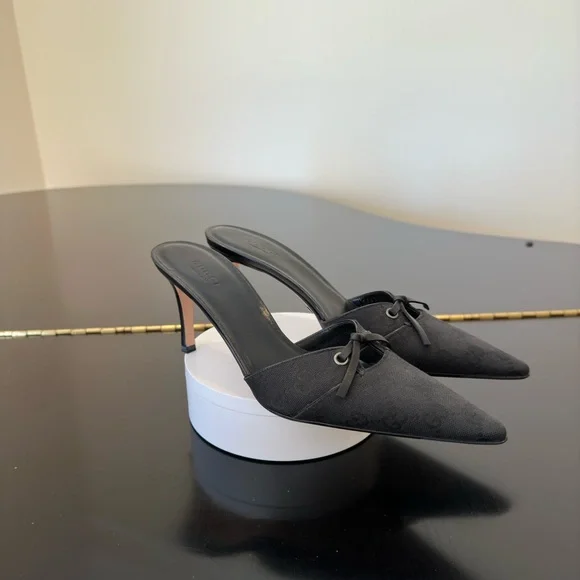 Authentic Vintage Retro Rare Luxury Gucci Black GG Canvas Mule Pumps/Shoes - Picture 12 of 17